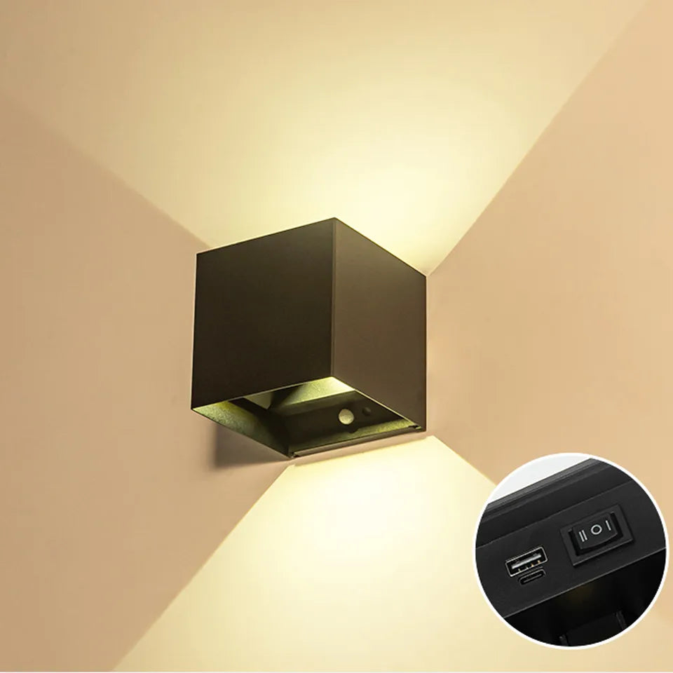 Litu LED Intelligent Motion Sensor Wall Lamp - 6W USB Rechargeable for Bedroom, Corridor, Night Lighting