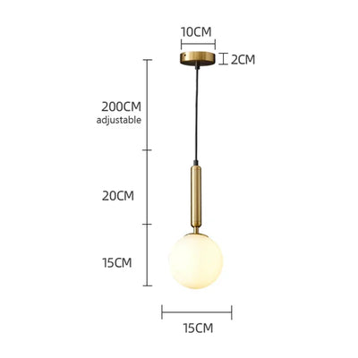 Modern LED Glass Ball Pendant Lamp: Gold Fixtures for Bedside, Kitchen Hanging Lights, Dining Room Lighting, Indoor Decoration