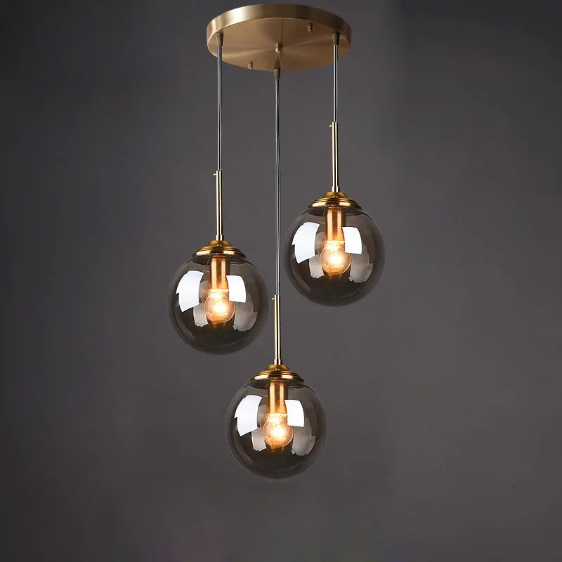 Modern Glass Ball Pendant Lamp: Golden Simple Bedside Living Room Corridor Staircase Bedroom Study Droplight