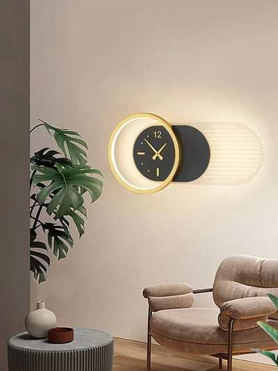 Modern LED Wall Sconce with Integrated Clock: Form and Function Combined