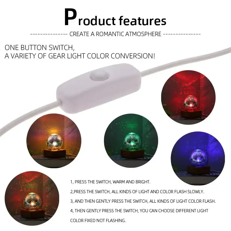 3D Firework RGB Ambience Table Lamp – USB Powered Mood Light | Eco Luxe ...