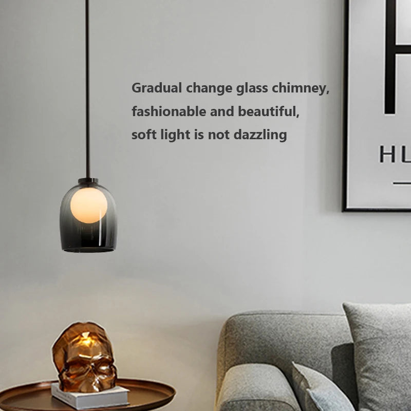 Nordic Modern Glass Pendant Lights LED Bedroom Living Dining Room Cafe Lamp