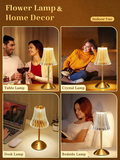 Rechargeable Table Lamp LED Touch Sensor Night Light Reading Lamp for Restaurant, Hotel, Bar, Bedroom Decor