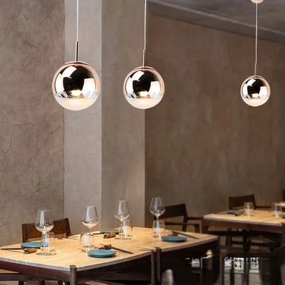 Kitchen Pendant Lights: Modern Glass Globes in Gold, Silver or Rose Gold