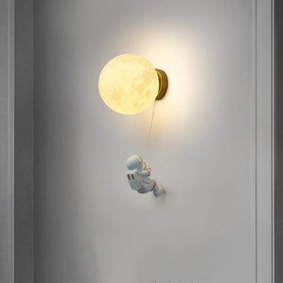 Comoonda Space Astronaut Wall Lamps with Moon Imitation for Creative Bedroom Decor