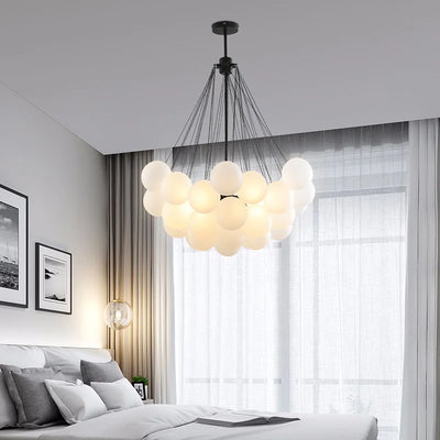 Modern Glass Ball Ceiling Chandelier: White Bubbles Hanging Lamp for Living Rooms, Bars, Shops & More