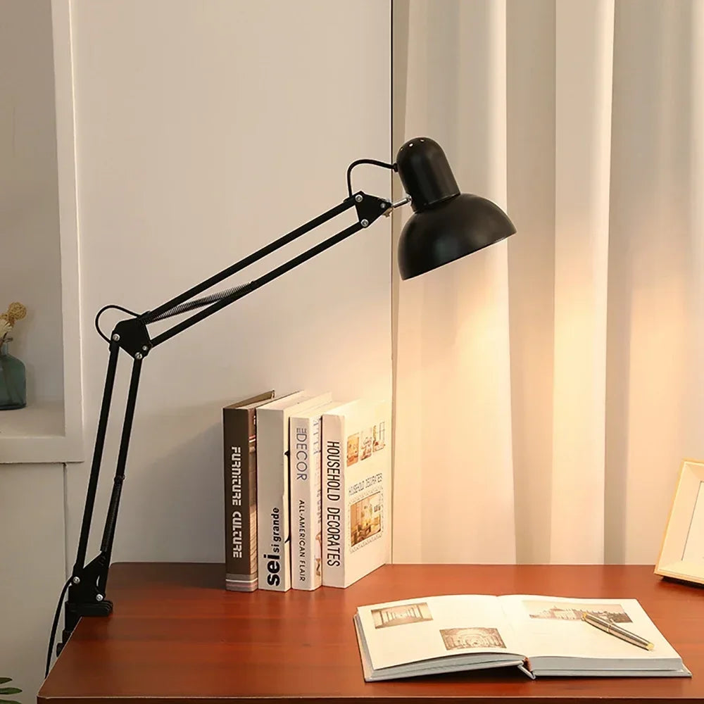 Retro Foldable Desk Lamp - Adjustable Clip-on Light for Office and Home Decor