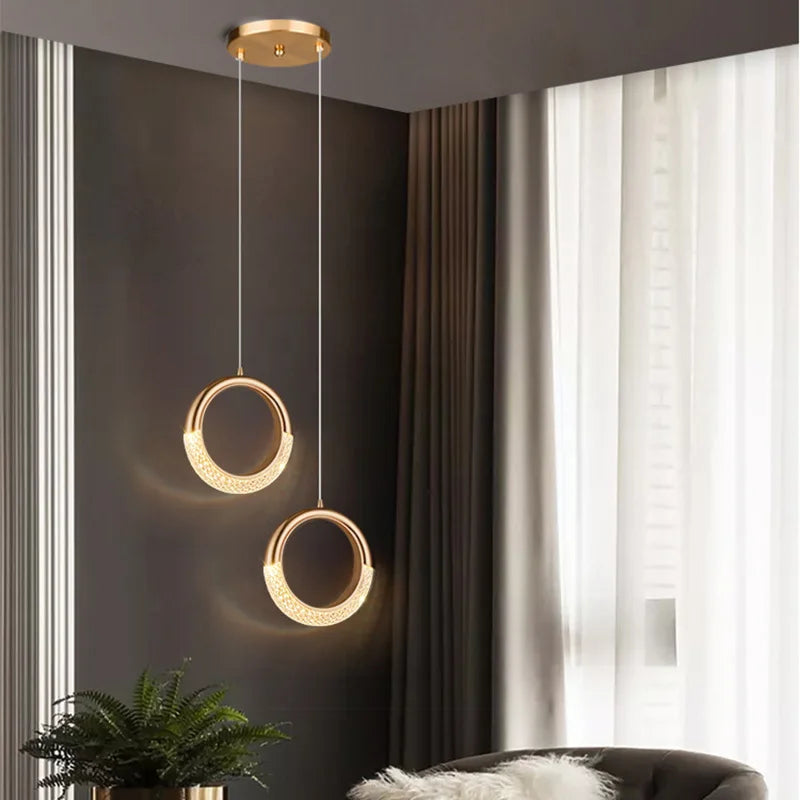 Nordic Modern LED Pendant Light Gold Acrylic Chandelier for Creative Indoor Lighting