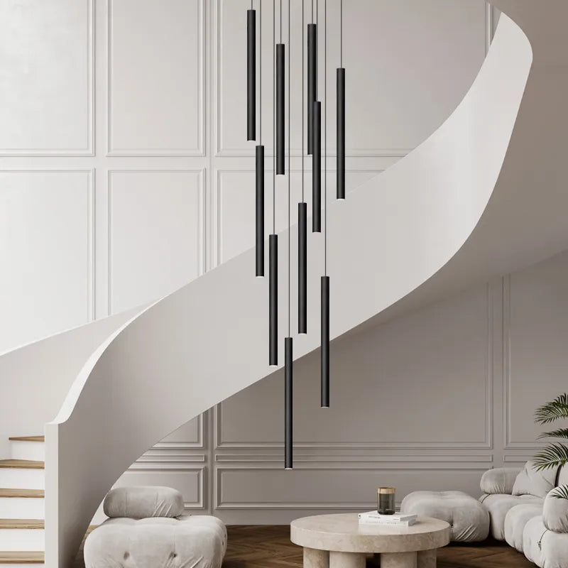 Modern Long LED Pendant Tube Chandelier Hanging Modern Living Room Lamp for Indoor Lighting