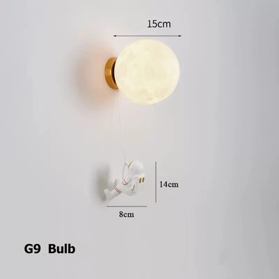 Comoonda Space Astronaut Wall Lamps with Moon Imitation for Creative Bedroom Decor