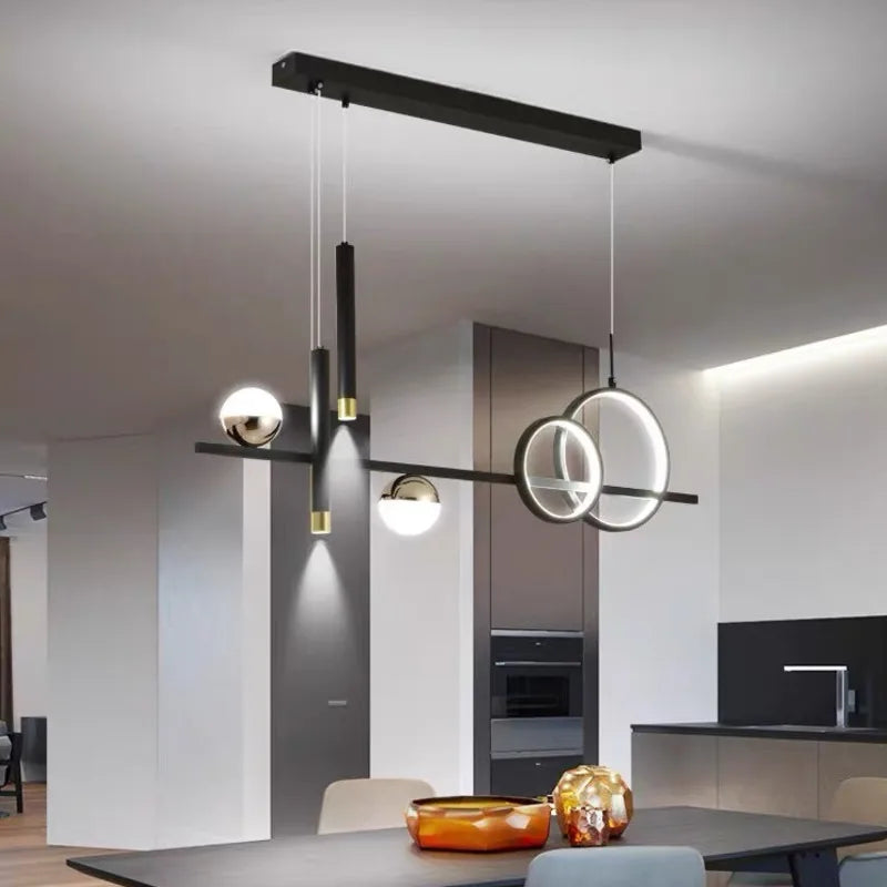 Nordic Chandeliers Lighting Minimalist Design - Dining Room, Bar, and Restaurant Decor - LED Hanging Lighting in Black and Gold Finish