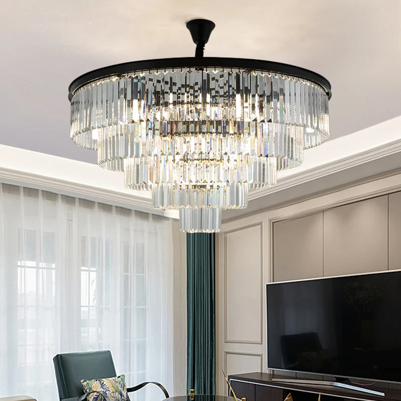 Modern Crystal Gold Chandelier for Living Room and Bedroom Decor - Elegant Suspension Ceiling Hanging Lamp