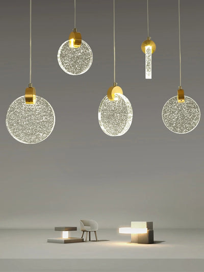Modern LED Pendant Lights - Round Crystal Chandelier for Bar, Restaurant, and Bedroom