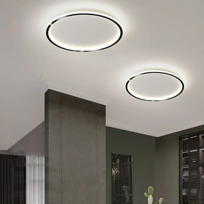 Modern Black LED Ring Ceiling Lights for Living Room Bedroom Kitchen Chandeliers - Dimmable with App