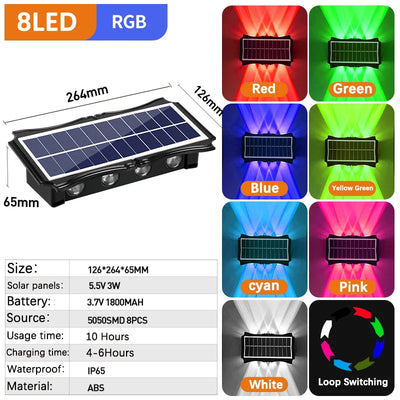 Solar LED Outdoor Up and Down Wall Lamps Lighting for Balcony, Courtyard and Garden