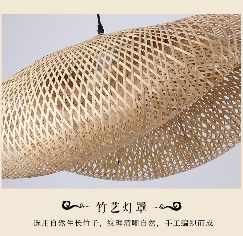 Nordic Rattan Pendant Light – Bamboo Hanging Lamp for Kitchen and Dining Room