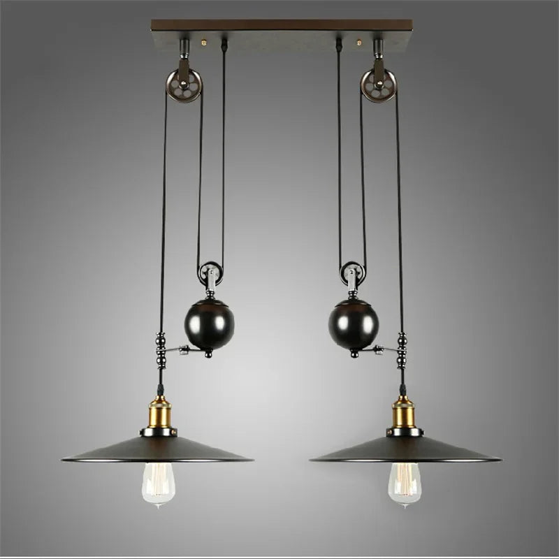 Vintage Industrial Retro Iron Pulley Pendant Light