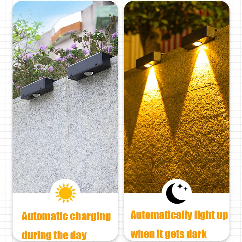 Solar Wall Washing Lamp: Waterproof Outdoor LED Wall Light for Courtyard Decoration, Balcony, and Garden