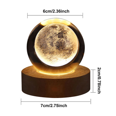 3D Crystal Ball Night Light - Glowing Planet, Galaxy, Moon, Astronaut Table Lamp for Kids' Gifts