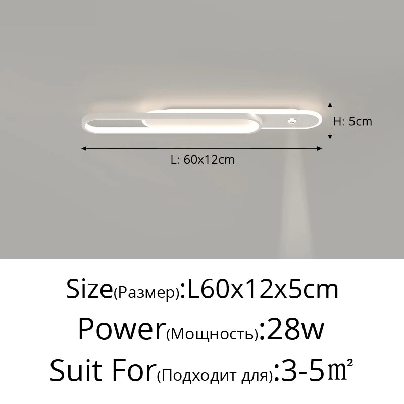 Minimalist Long Strip Ceiling Light with Spotlights for Hallway, Balcony Living Room