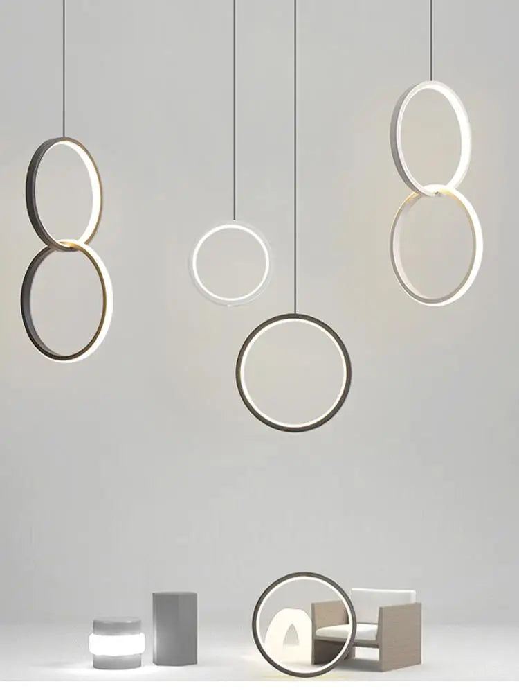 Industrial Ring Pendant Lights: Perfect for Bedroom, Parlor, Restaurant, Bar - LED Indoor Lighting in White or Black