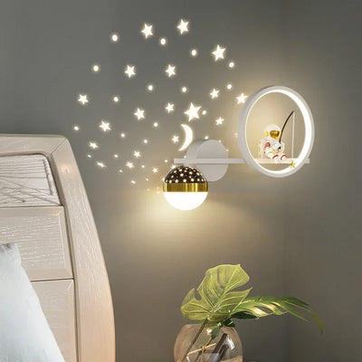 Modern Moon Astronaut Wall Sconce Lamp for Children's Room