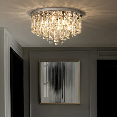 Contemporary LED Chandelier: Art Deco Steel Ceiling Lamp with Crystals for Modern Bedrooms