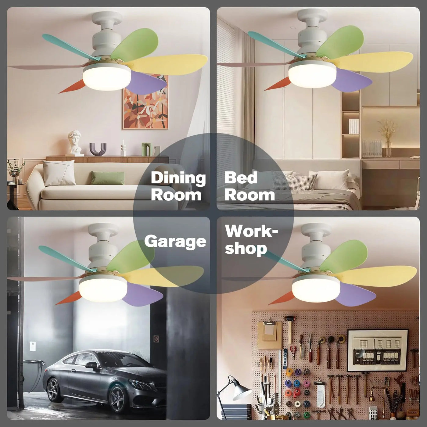 40W Ceiling Fan Light with Remote Control - 20.5in Compact Socket Fan with LED Light for Kitchen, Bedroom, and Small Spaces