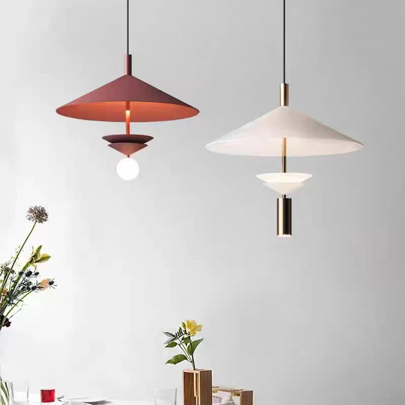 Modern Pendant Light Vibrant Orange and White Metal Fixture For Restaurant and Kitchen