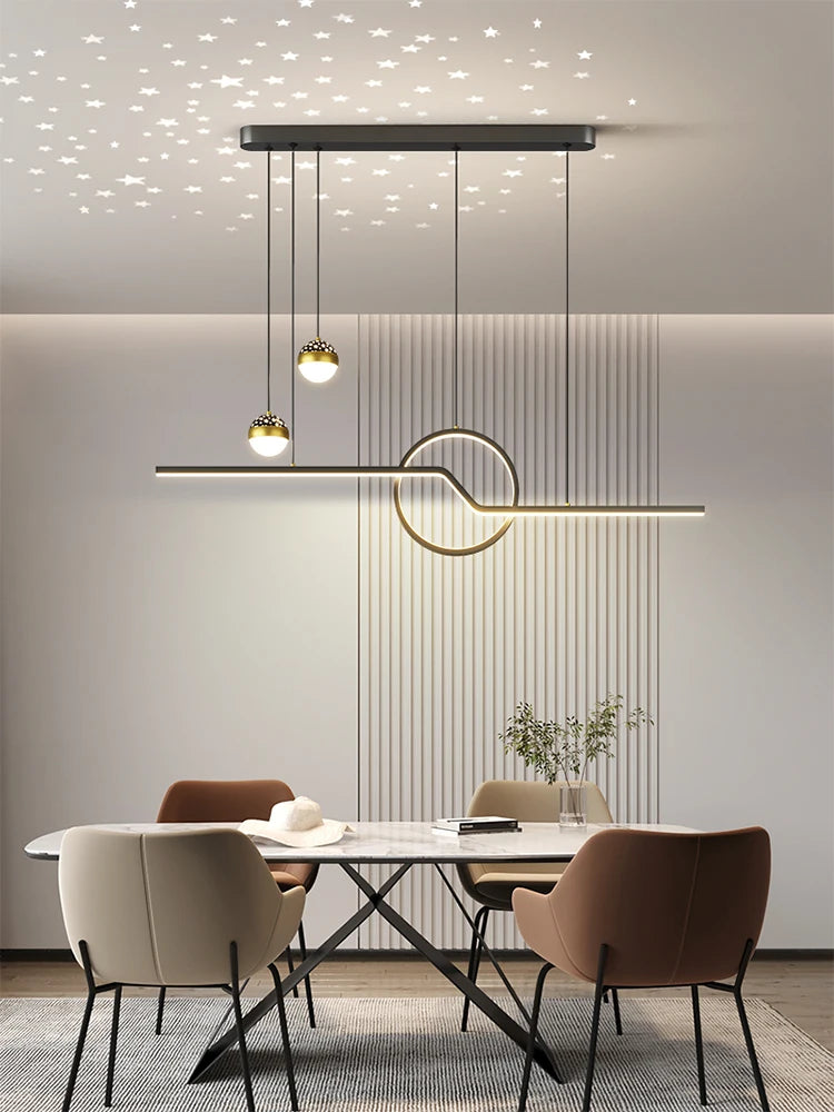 Modern LED Starry Sky Pendant Lamp for Living Room Dining Table Kitchen Bar Adjustable Line Remote Control