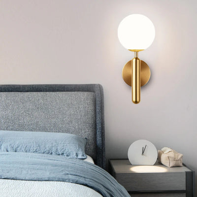 LED Wall Lamps: Interior Lighting Fixtures with Frosted Glass Ball, Bedroom, Living Room, Corridor, Aisle