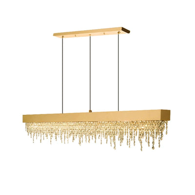 Luxurious Modern Kitchen Island Crystal Chandelier - LED Hanging Light Fixture in Gold/Black for Dining Room and Home Decor