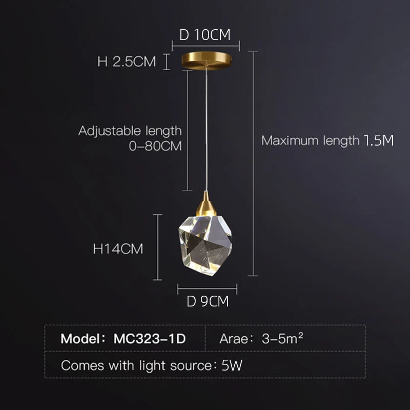 Iralan Pendant Lights Bedroom LED Crystal Nordic Lamp Luminaire Decoration Hanging Lamps For Ceiling Room Decor Ceiling Lamp