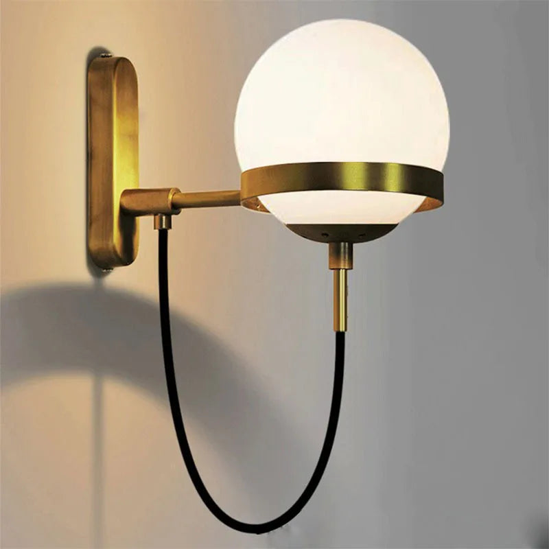 Modern Glass Ball Wall Lamp: Ideal for Living Room, Bedroom, Loft, or Bathroom with E27 Fixture for Industrial Flair