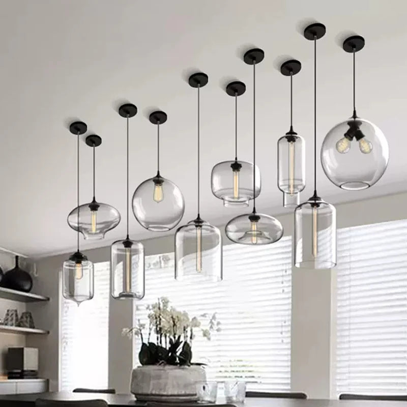 Modern Glass Lustre Pendant Light - Industrial Chic for Kitchen, Restaurant and Dining Spaces