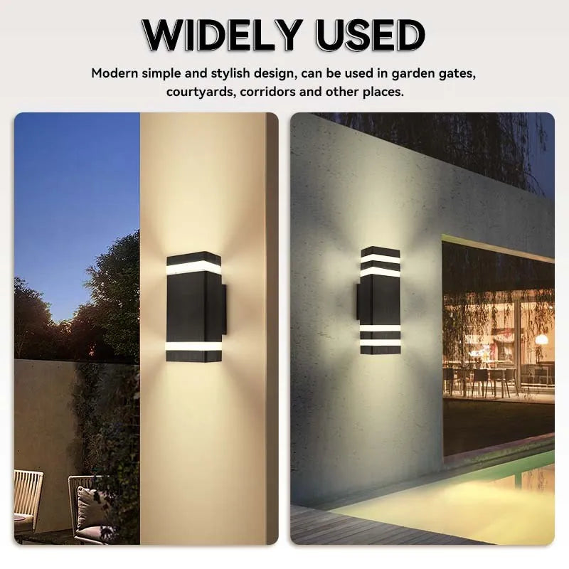 Waterproof LED Wall Light Outdoor Up Down Garden Lights - Modern Double Head Wall Lamp