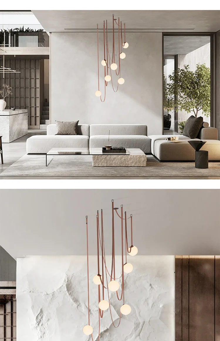 Modern Minimalist Duplex Floor Wabi Sabi Style Designer Chandelier