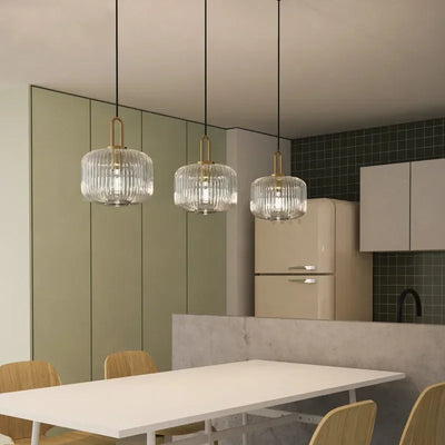 Nordic Designer Glass Stripe Pendant Lights for Kitchen, Restaurant and Dining Area