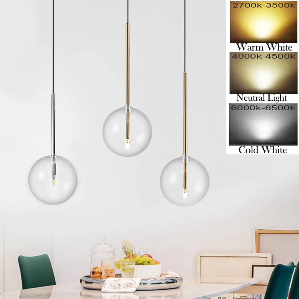 Modern Nordic Pendant Lamp: Minimalist Clear Glass Lights for Loft Living, Dining, Bedroom