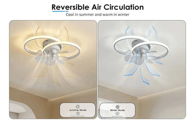 2 in 1 Modern Smart Ceiling Fan – Dimmable LED Ceiling Fan with Light for Bedroom and Living Room