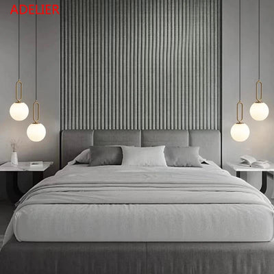 Modern Nordic LED Glass Ball Brass Pendant Lights for Living Room, Bedroom Area