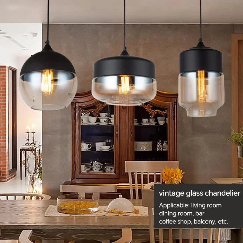 Nordic Glass Pendant Lights - Modern LED Wood Chandelier for Versatile Illumination