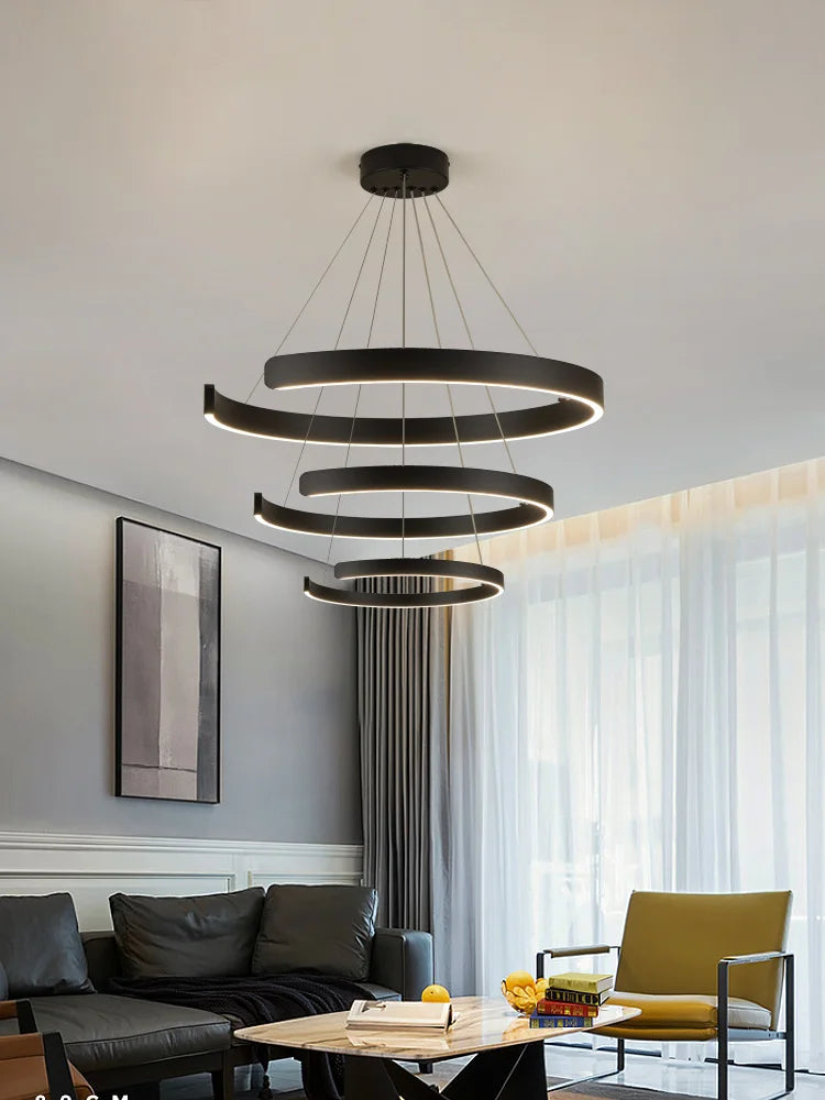 Modern LED Pendant Chandelier: Nordic Round Ring Lamps for Dining Room, Bedroom, Living Room