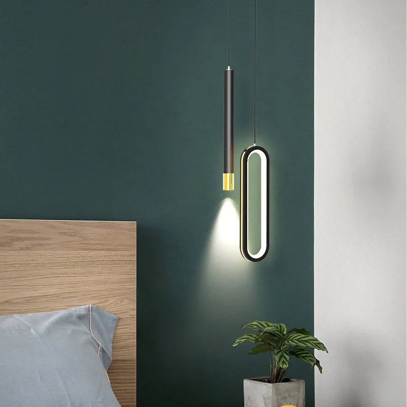 Sleek Modern Black Hanging Pendant Lamps - Contemporary Bedroom Lighting Solution