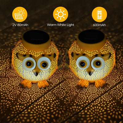 Waterproof  Outdoor Solar Owl LED Pendant Lights for Garden, Patio, Deck, and Backyard