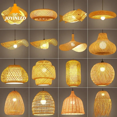 Handcrafted Rattan Bamboo Pendant Light E27 Suspension Light for Dining, Living Room, and Indoor Décor