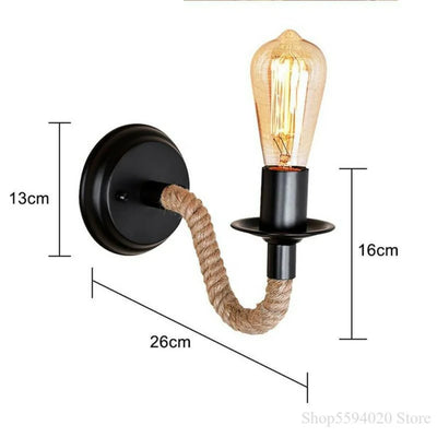 Hemp Rope LED Wall Light: American Retro Vanity Sconce for Indoor Bedroom and Corridor