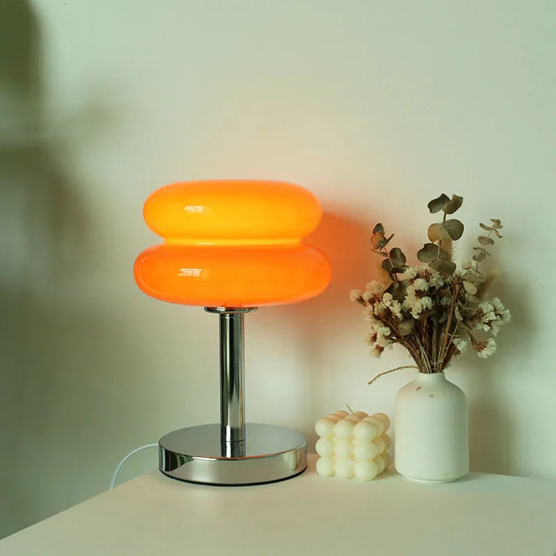 Macaron Glass Table Lamp for Living Room Atmosphere Lamp, Eye Protection Night Light for Girl's Bedroom