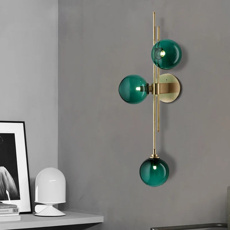 Modern LED Glass Ball Wall Lamp - Sleek Illumination for Living Room and Study