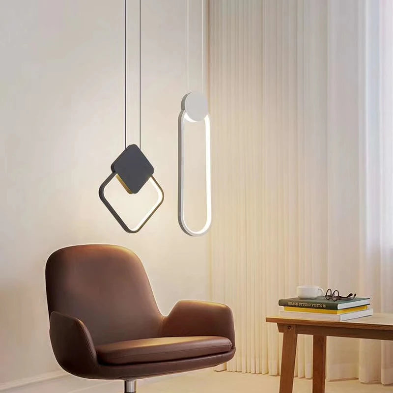 Nordic LED Square/Round Pendant Lamp: Dimmable, 1M Long Wire for High Ceiling, Perfect for Bedside Decor